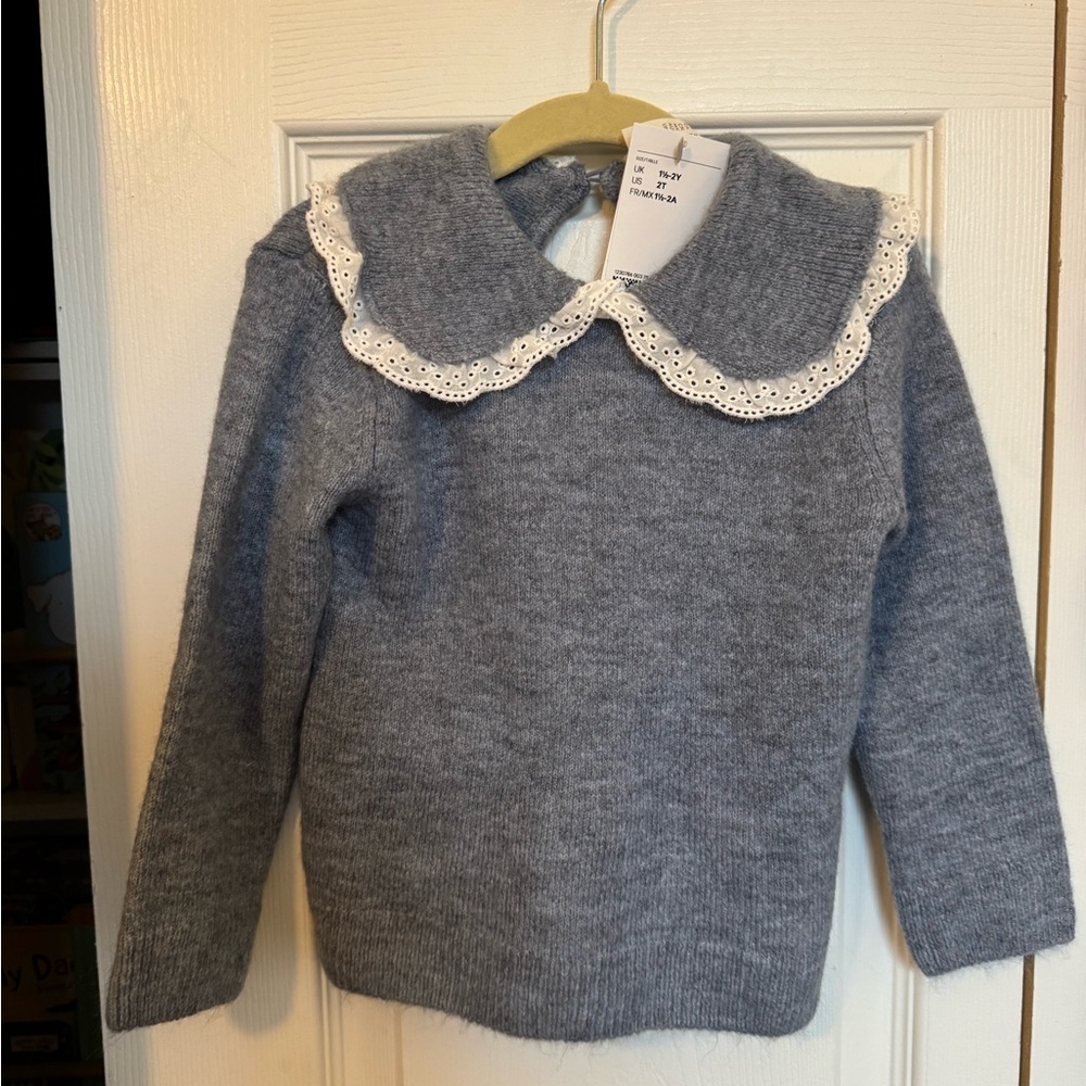 H&M Blue Kids Sweater with Lace Collar (2T)